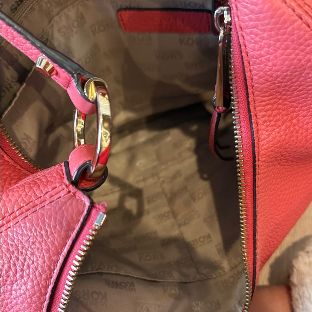 Pink Salmon Michael Kors Leather Hobo Bag purse MK tote designer handbag slouchy - Picture 6 of 6